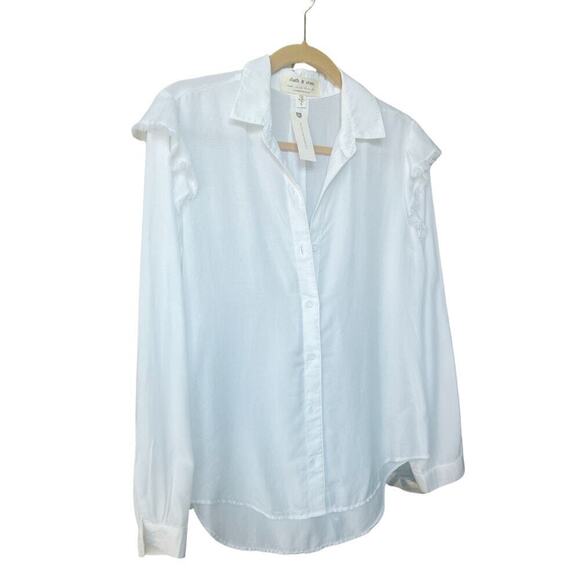 Anthropologie White Button Down‎ Casual Top NWT - Picture 1 of 4